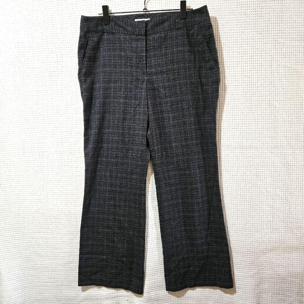 Van Heusen Sz 14 Dark Gray Plaid Wide-Leg Trousers